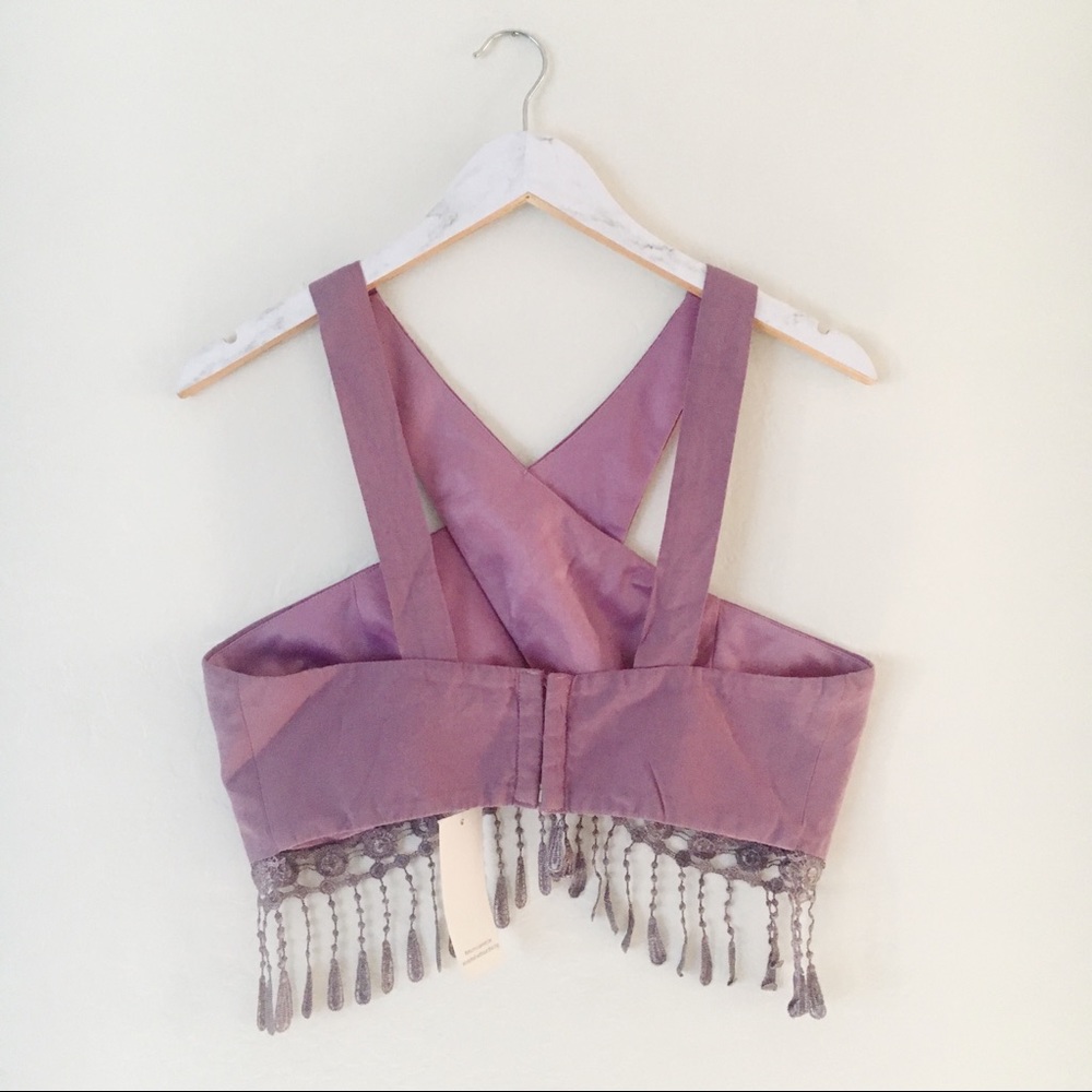 TOBI Lavender Crop Top Crochet Trim - Picture 5 of 5